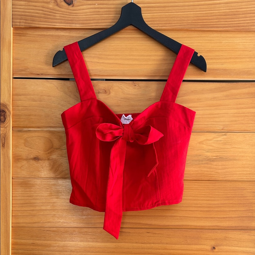 Sienna Sky Scarlet Bow Crop Top